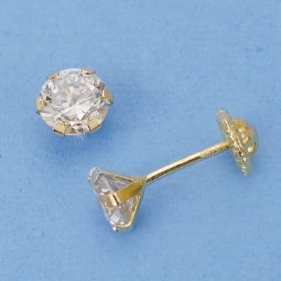 18K PENDIENTES GARRAS CIRCONITA 5 MM