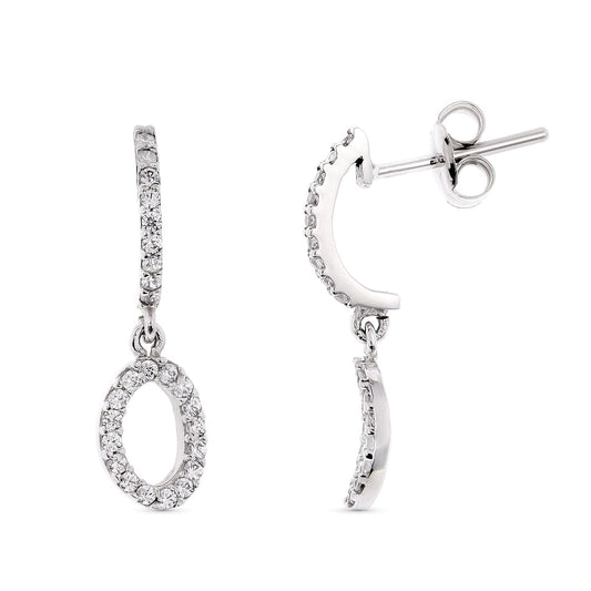 18K PENDIENTES ORO BLANCO. 19 X 5 MM CIERRE PRESION