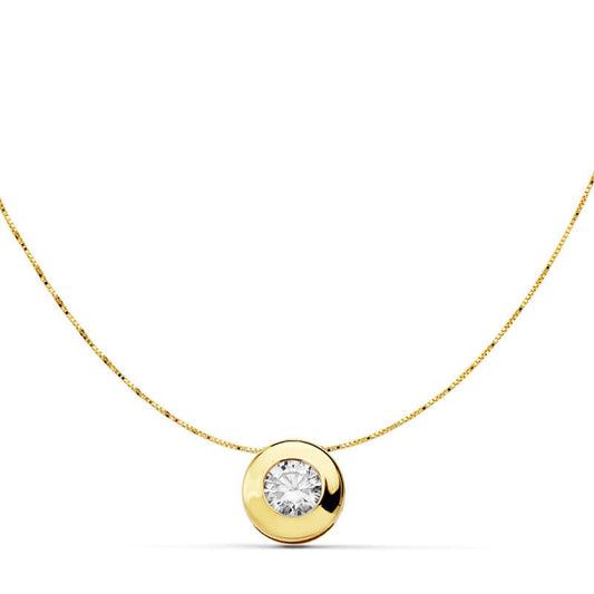 18K COLLAR ORO AMARILLO CON CHATON Y CIRCONITA ANCHO: 8,5 MM. CADENA 42CM