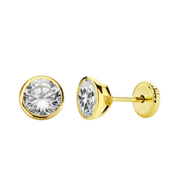 18K PENDIENTES REDONDO BOCEL CIRCONITA 5 MM CIERRE TUERCA