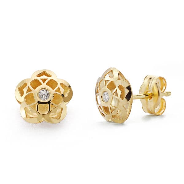 Pendientes Flor 7 x 7 mm de oro amarillo 9K