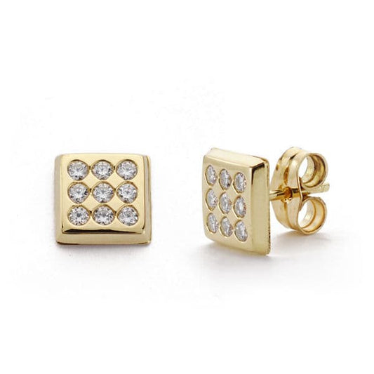 Pendientes Cuadrados 7 x 7 mm de oro amarillo 9K