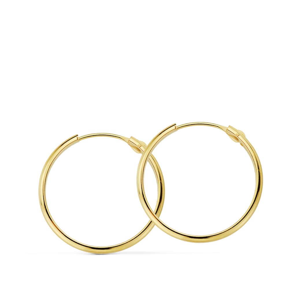 18K AROS ORO AMARILLO MEDIA CAÑA LISOS LIGEROS 20X2 MM