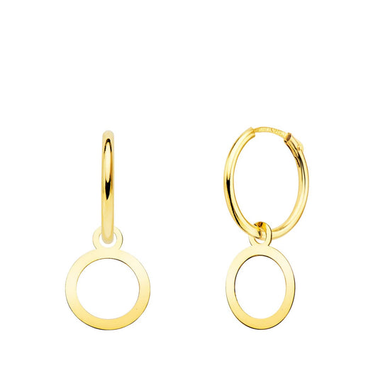 18K AROS ORO AMARILLO TUBO CON CIRCULO 10 MM ARO 12X1.5 MM