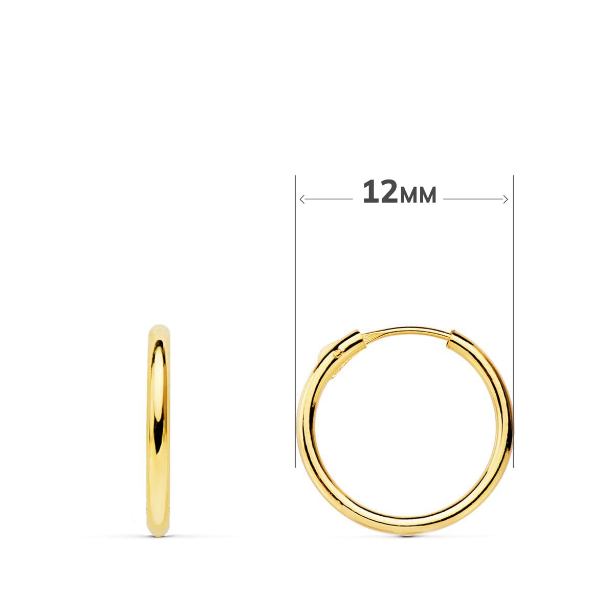 18K AROS ORO AMARILLO TUBO CON SERPIENTE LISA 12X5 MM ARO 12X1.5 MM