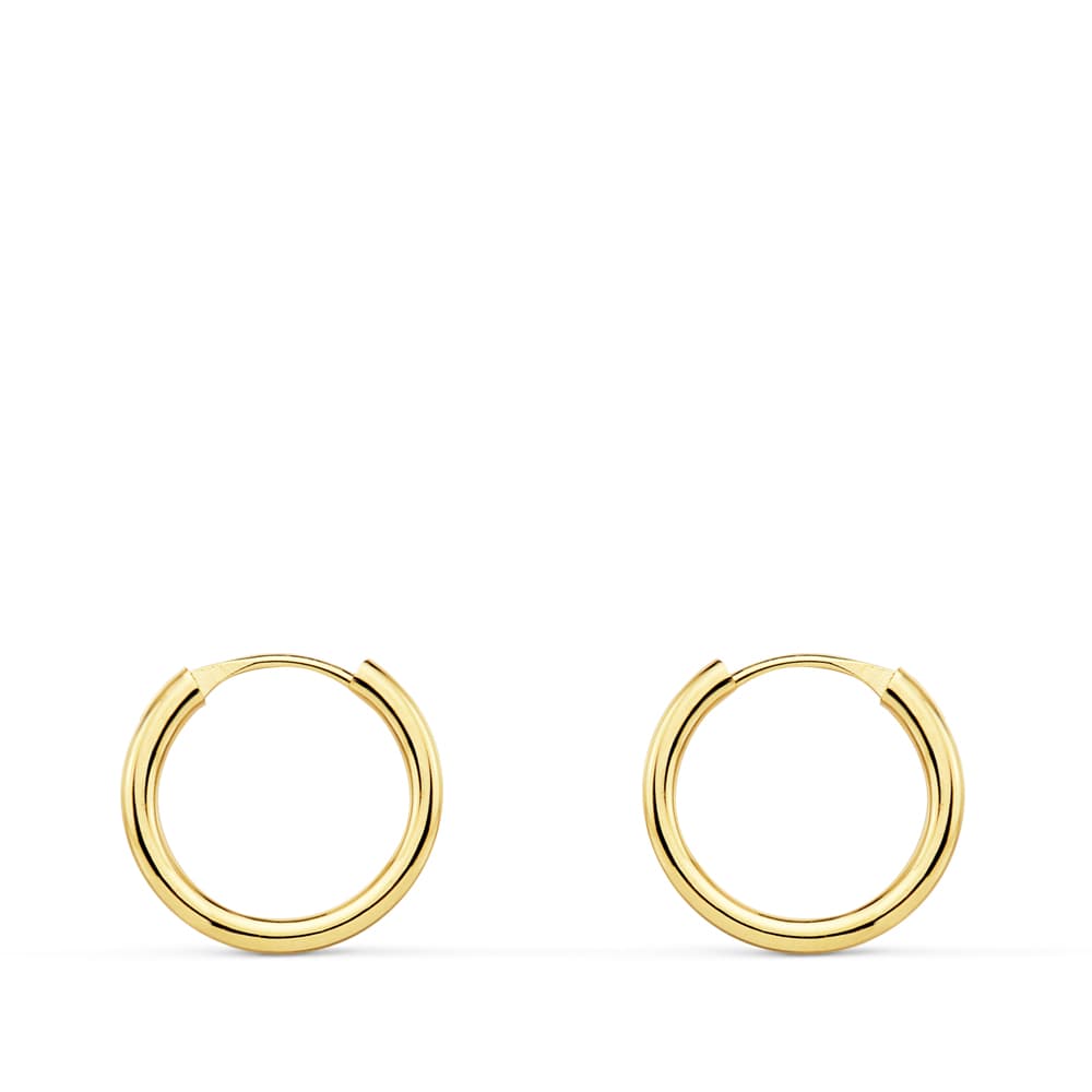18K AROS ORO AMARILLO REDONDOS LISOS LIGEROS 12X1.50 MM