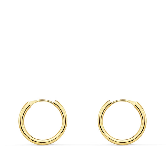 18K AROS ORO AMARILLO REDONDOS LISOS LIGEROS 12X1.50 MM