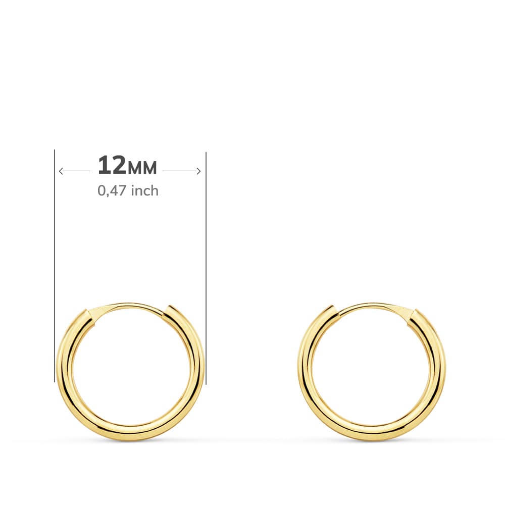 18K AROS ORO AMARILLO REDONDOS LISOS LIGEROS 12X1.50 MM