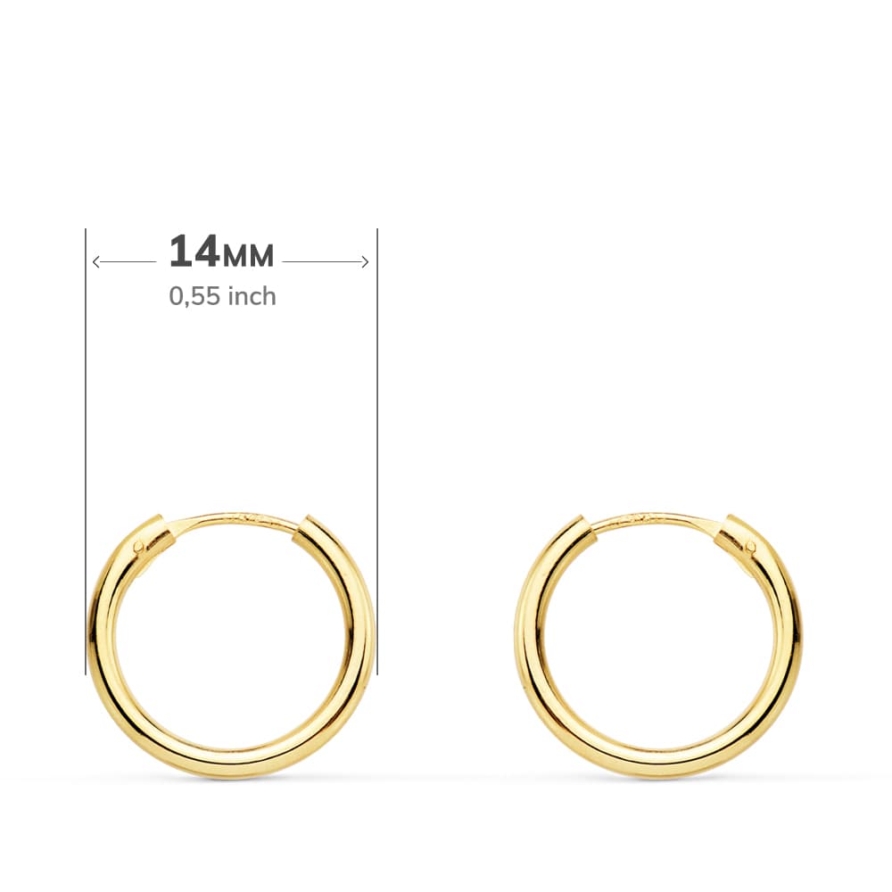 18K AROS ORO AMARILLO REDONDOS LISOS LIGEROS 14X1.50 MM