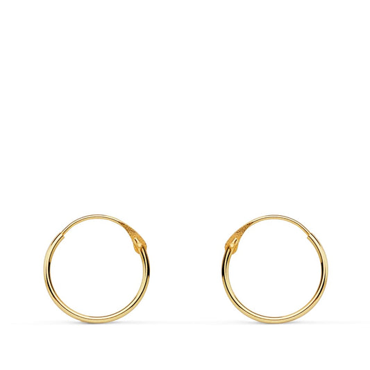 18K AROS ORO AMARILLO REDONDOS LISOS LIGEROS 12X1 MM