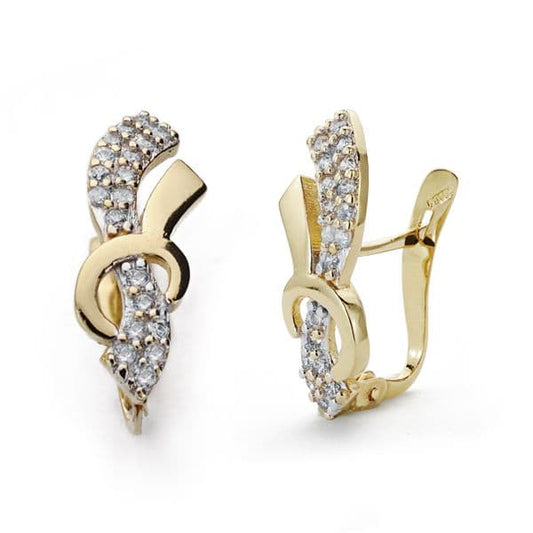 18K PENDIENTES ORO BICOLOR CIRCONITA 18X7 MM CIERRE CATALAN