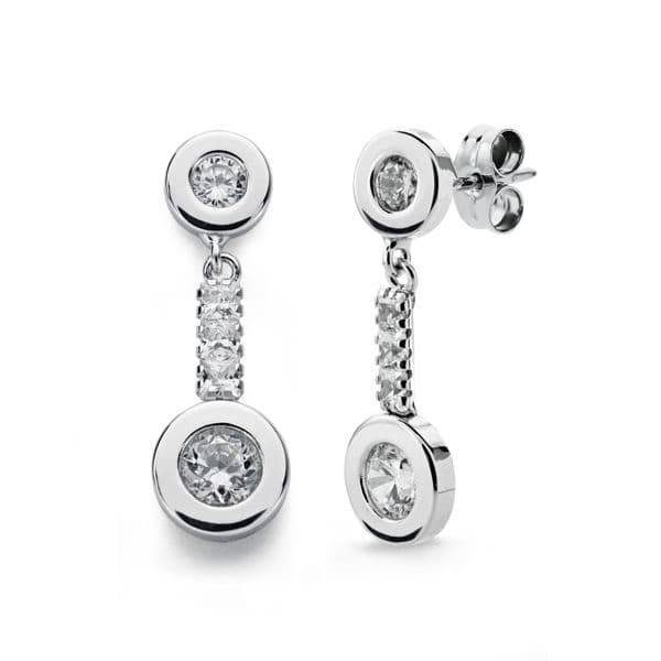 18K PENDIENTES ORO BLANCO CIRCONITA 21X7 MM CIERRE PRESION