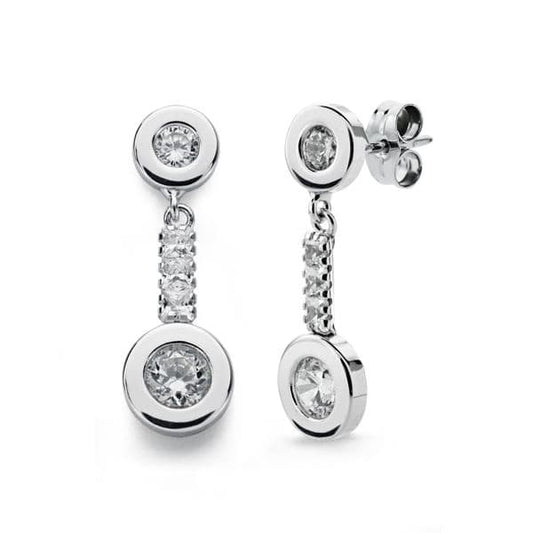 18K PENDIENTES ORO BLANCO CIRCONITA 21X7 MM CIERRE PRESION