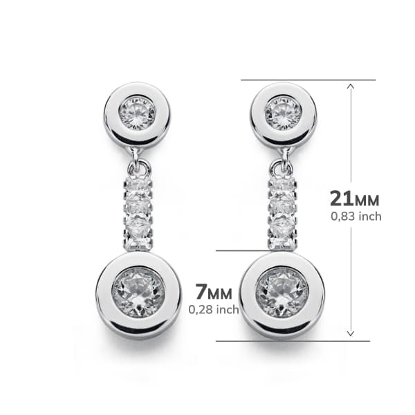 Pendientes Circonita 21 x 7 mm de oro blanco 18K