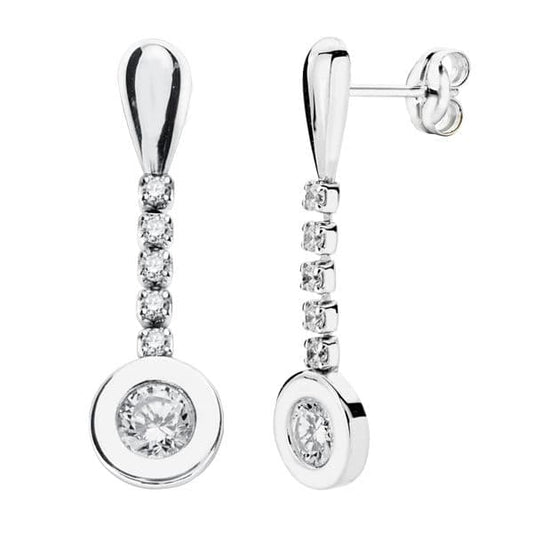 Pendientes Circonita 25 x 7 mm de oro blanco 18K