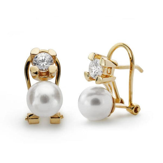 Pendientes Garra Perla Cultivada 7-7,5 mm de oro amarillo 18K