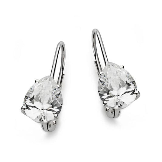 18K PENDIENTES CIRCONITA PERA ORO BLANCO 21X8 MM CIERRE GANCHO