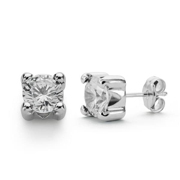 18K PENDIENTES ORO BLANCO GARRAS CIRCONITA 6.5 MM