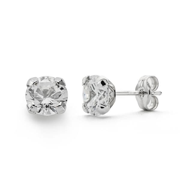 18K PENDIENTES ORO BLANCO GARRAS CIRCONITA 6X6 MM