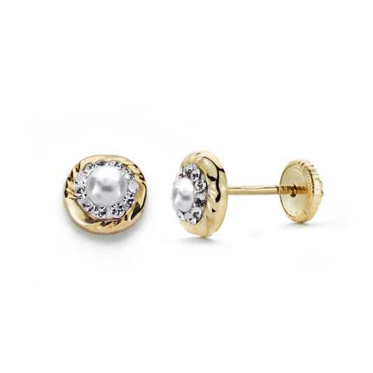 9K PENDIENTES ORO AMARILLO CIRCONITA GARRAS 6 MM CIERRE TUERCA