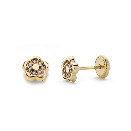 Pendientes Flor Circonita 5 x 5 mm 18K