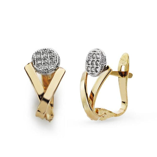 Pendientes Bicolor Circonita 13 x 7 mm 9K