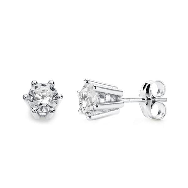 18K PENDIENTES GARRAS ORO BLANCO 5.5X5.5 MM CIERRE PRESION