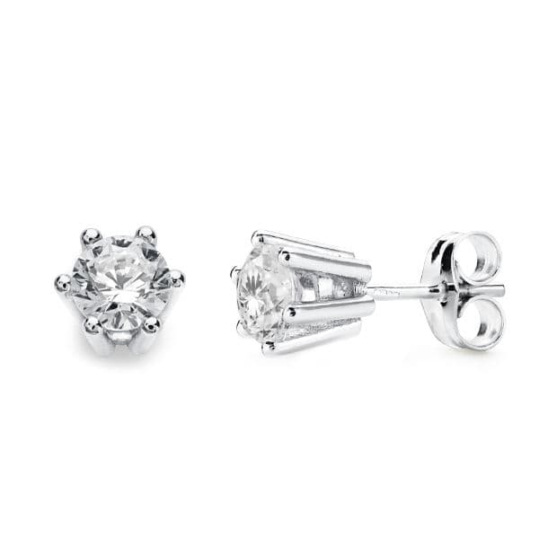 18K PENDIENTES GARRAS ORO BLANCO 6.5X6.5 MM CIERRE PRESION