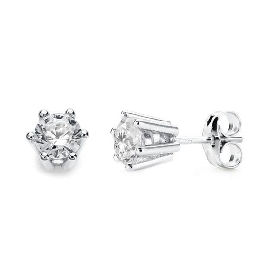 18K PENDIENTES GARRAS ORO BLANCO 6.5X6.5 MM CIERRE PRESION
