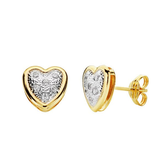Pendientes Corazon Circonita Bicolor 8 x 8 mm 18K