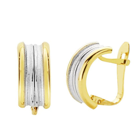 Pendientes Bicolor Bandas 12 x 5 mm 18K