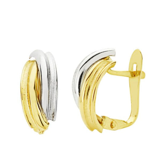 Pendientes Bicolor Bandas 13 x 5 mm 18K