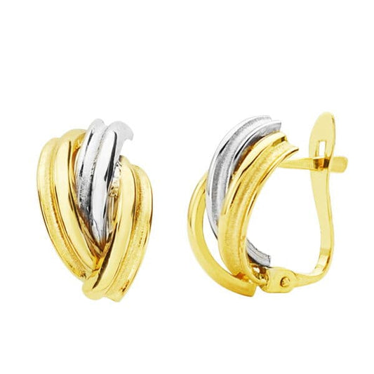 Pendientes Bicolor Bandas 13 x 8 mm 18K