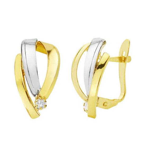Pendientes Bicolor Bandas 15 x 8 mm 18K