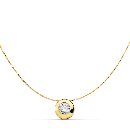 18K COLLAR ORO AMARILLO CON CHATON Y CIRCONITA ANCHO: 7 MM. CADENA 42CM