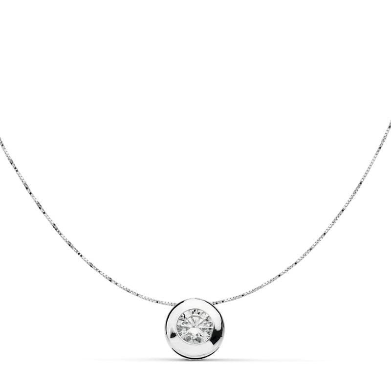 18K COLLAR ORO BLANCO CON CHATON Y CIRCONITA ANCHO: 7 MM. CADENA 42CM