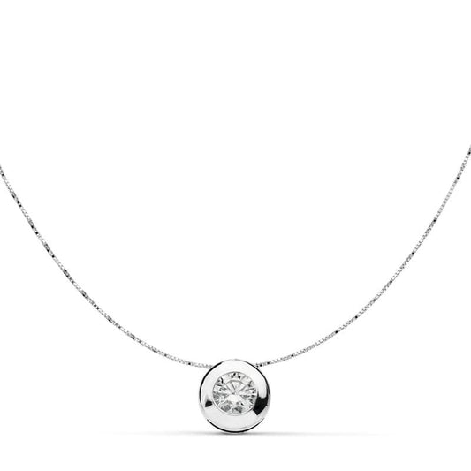 18K COLLAR ORO BLANCO CON CHATON Y CIRCONITA ANCHO: 7 MM. CADENA 42CM