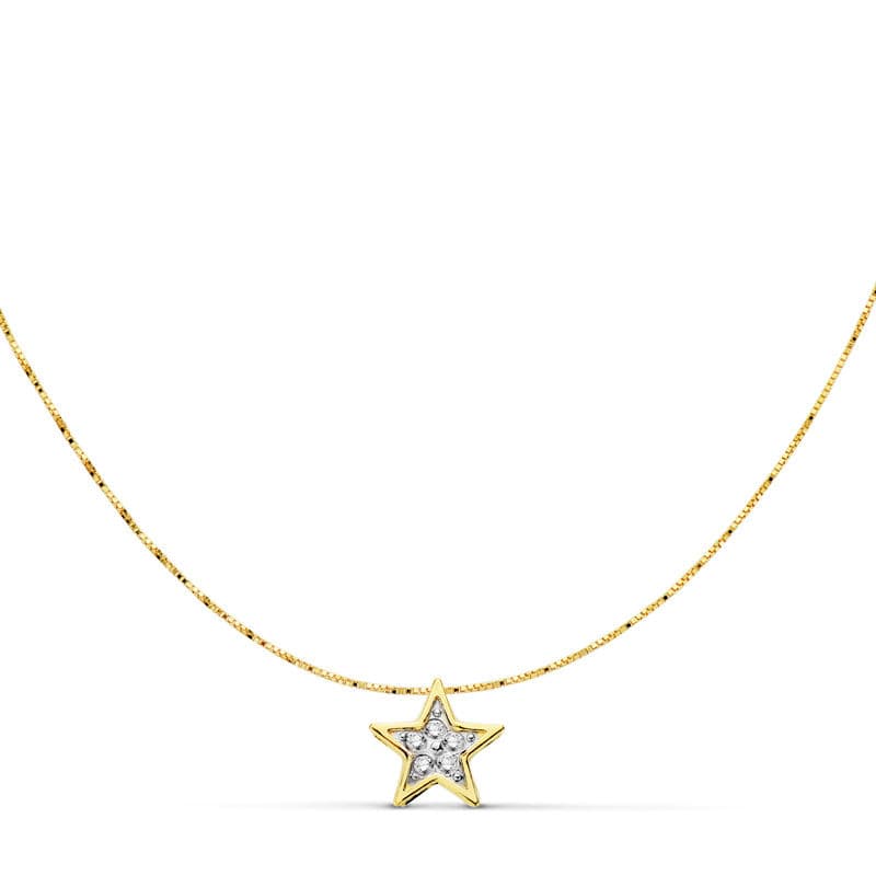 18K GARGANTILLA ESTRELLA ORO BICOLOR 6X6 MM CADENA 42CM