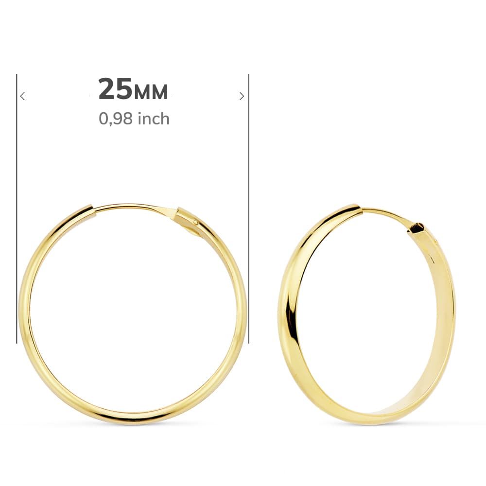 18K AROS ORO AMARILLO MEDIA CAÑA LISOS LIGEROS 23X3 MM