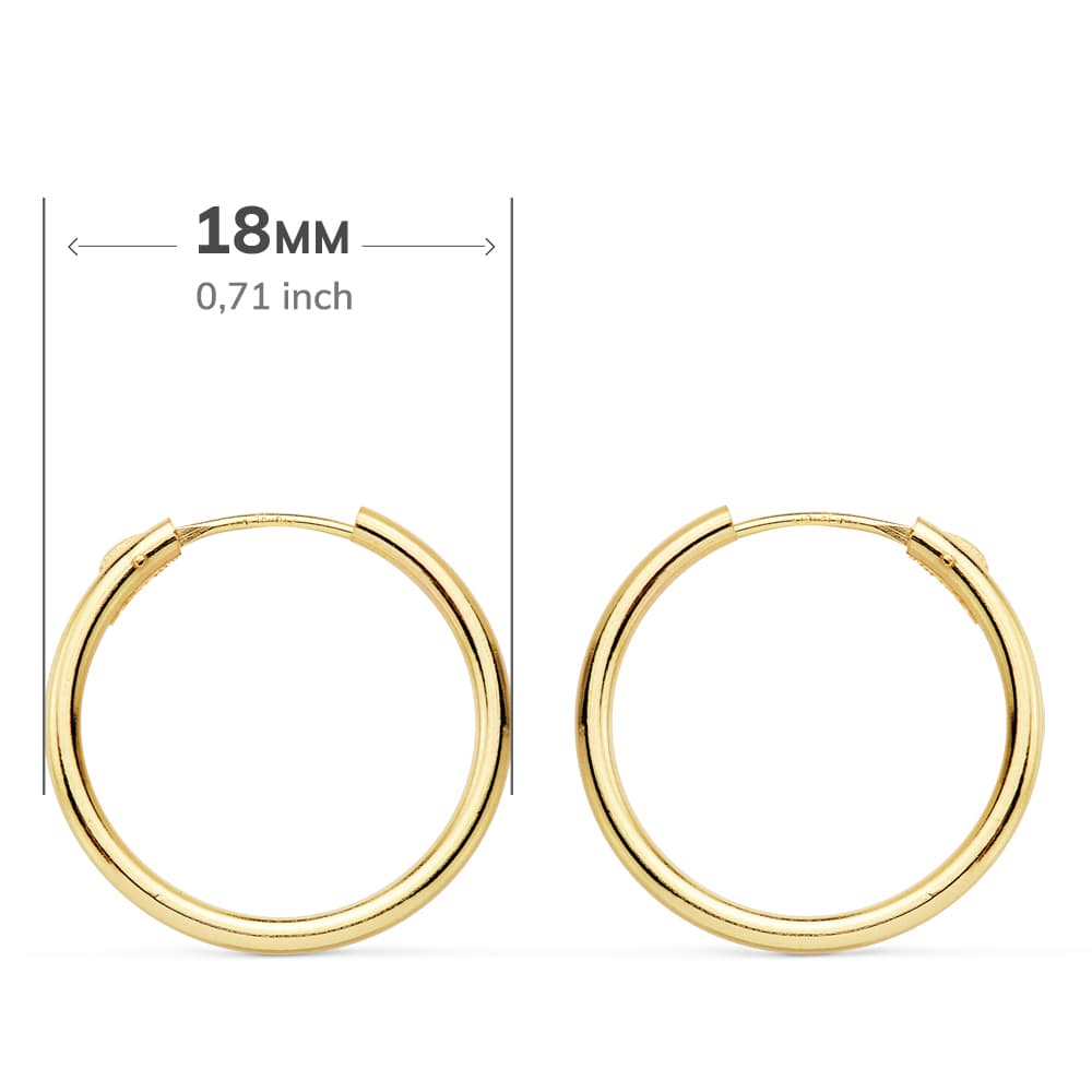 18K AROS ORO AMARILLO REDONDOS LISOS LIGEROS 18X1.50 MM