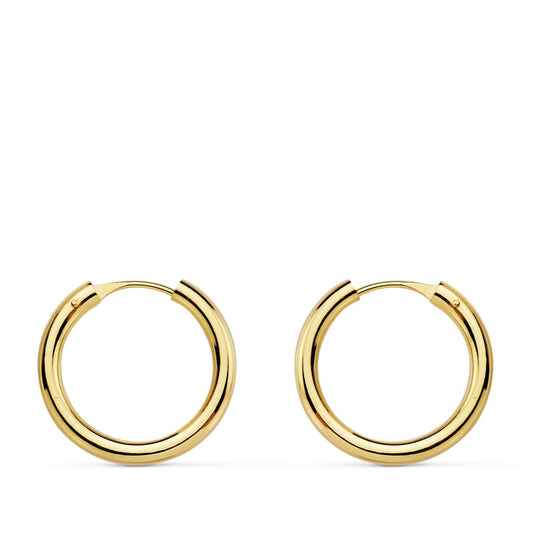 18K AROS ORO AMARILLO REDONDOS LISOS LIGEROS 16X2 MM