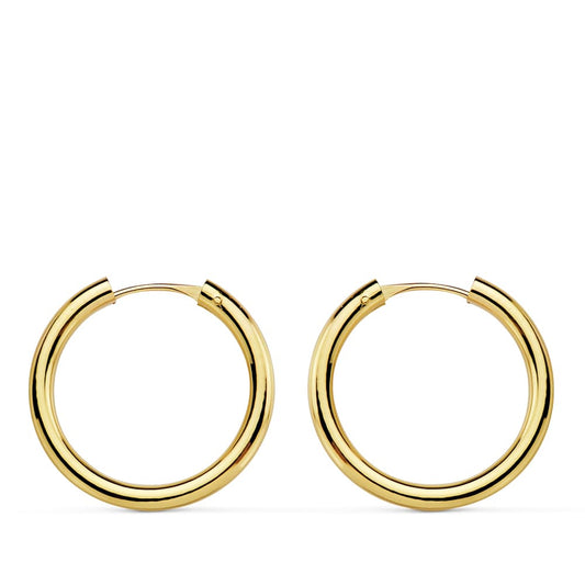 18K AROS ORO AMARILLO REDONDOS LISOS LIGEROS 18X2 MM