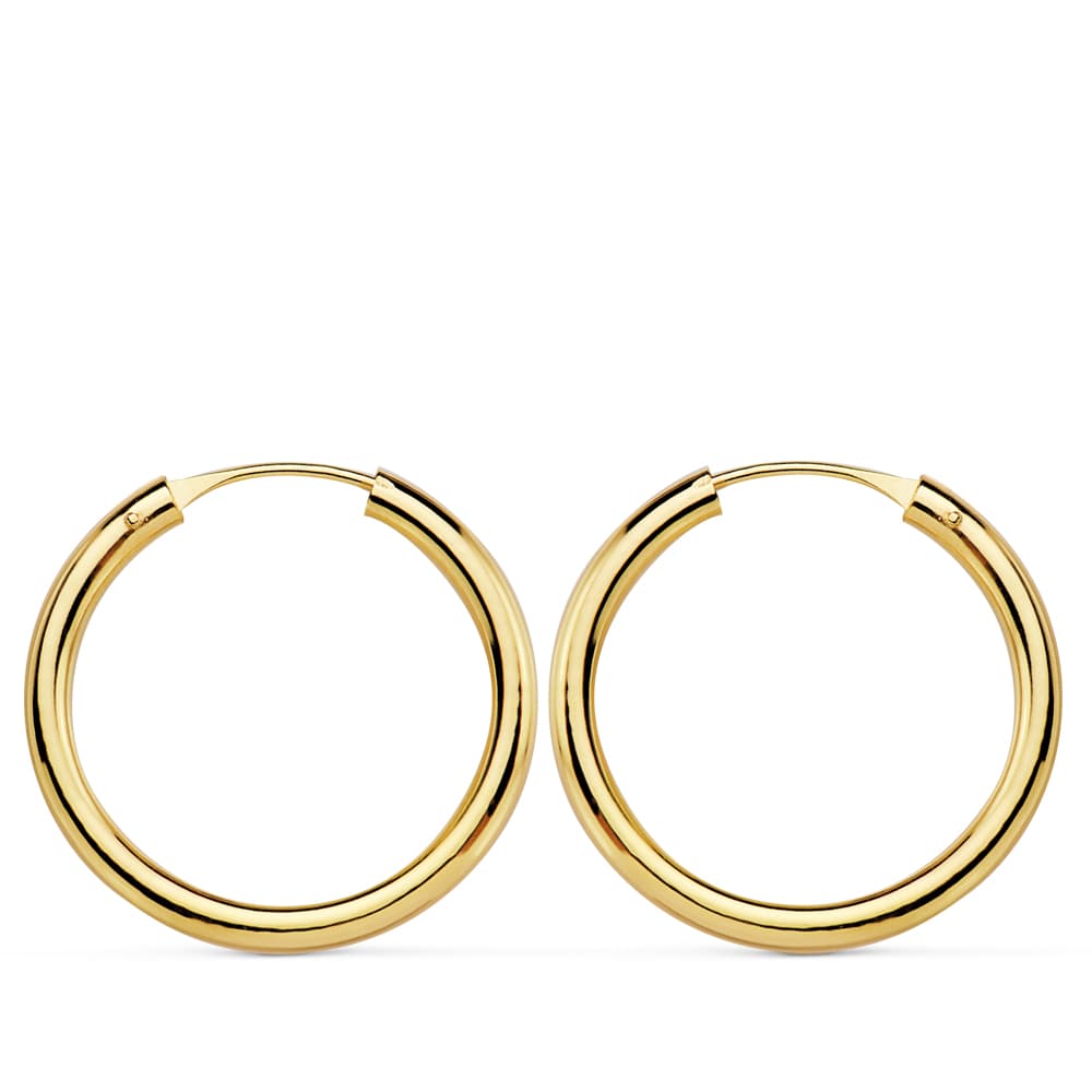 18K AROS ORO AMARILLO REDONDOS LISOS LIGEROS 20X2 MM