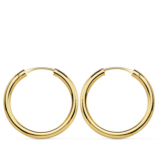 18K AROS ORO AMARILLO REDONDOS LISOS LIGEROS 20X2 MM
