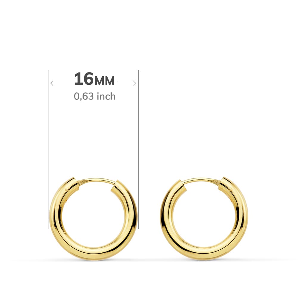 18K AROS ORO AMARILLO REDONDOS LISOS LIGEROS 16X2.5 MM