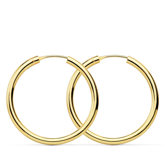 18K AROS ORO AMARILLO REDONDOS LISOS LIGEROS 30X2.5 MM