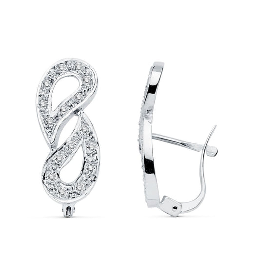 Pendientes Circonita catalán de oro blanco 18K