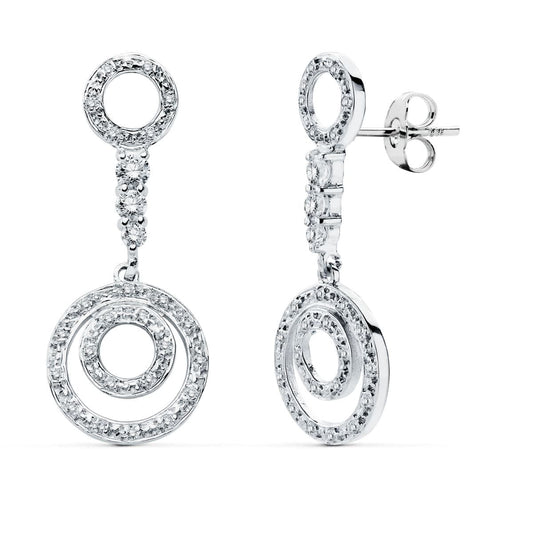 Pendientes Largos Circonita de oro blanco 18K