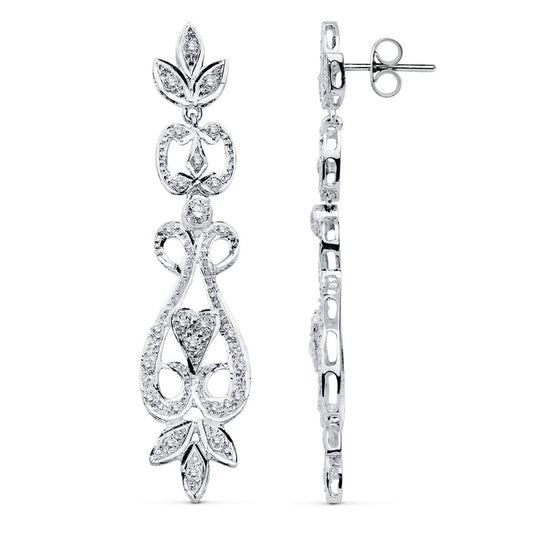 Pendientes Circonita presión de oro blanco 18K