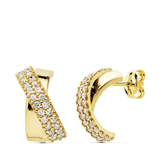 Pendientes Bandas Circonita 13 x 6 mm de oro amarillo 18K